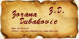 Zorana Dubaković vizit kartica